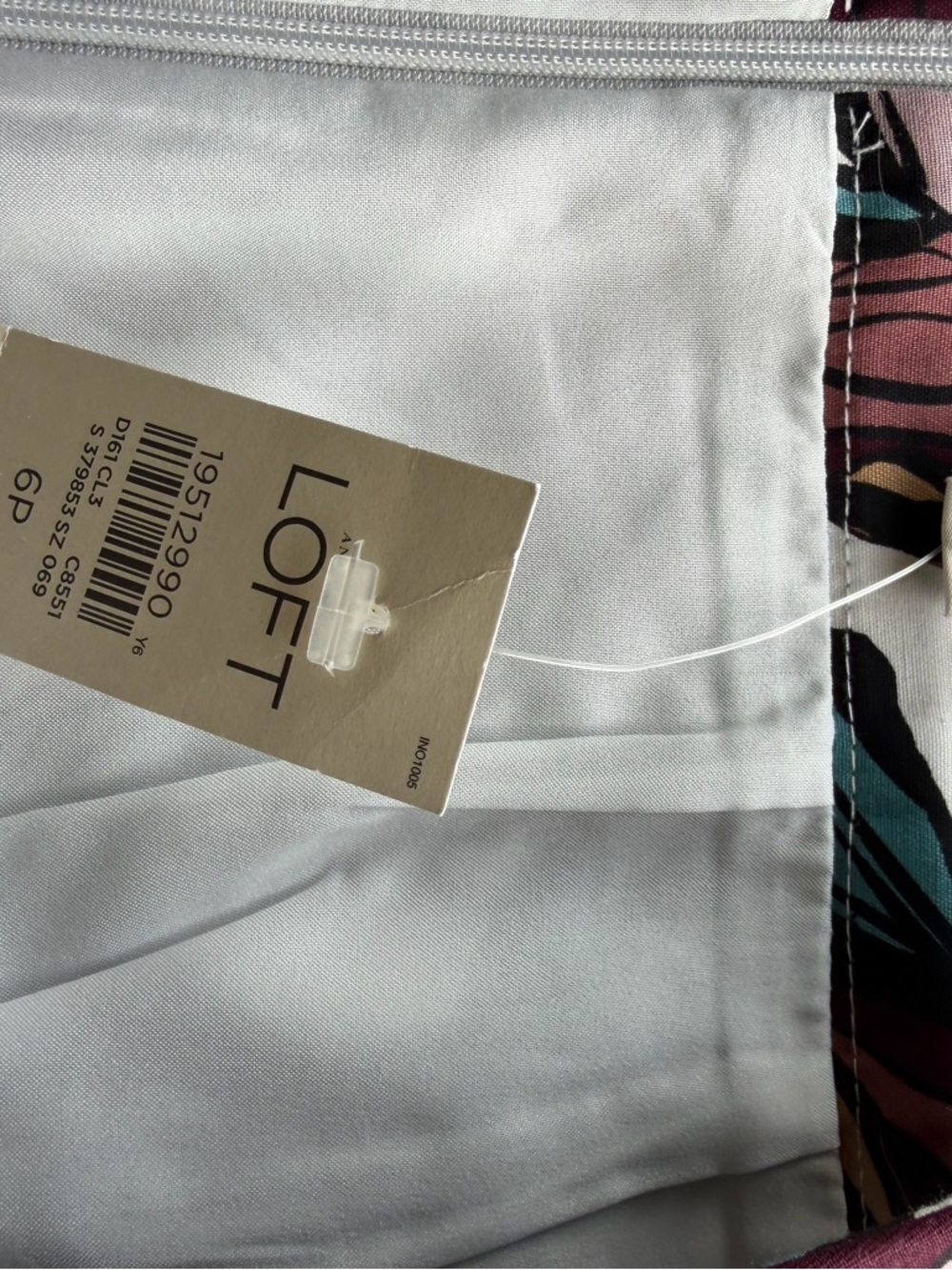 LOFT Floral Pencil Skirt in Burgundy, Teal, White 6p - Picture 6 of 8